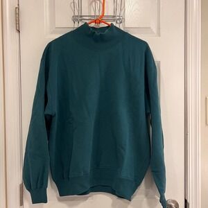 Gap Womens Mock Neck Sweatshirt Forest Green Fleece Pullover Size Medium